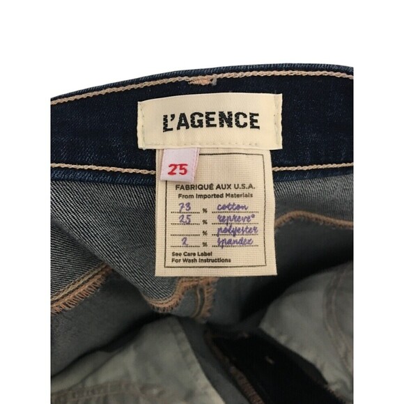 L'Agence Jeans Women's Size 25 Dark Blue Cotton Blend Alexia Columbia - Picture 6 of 7